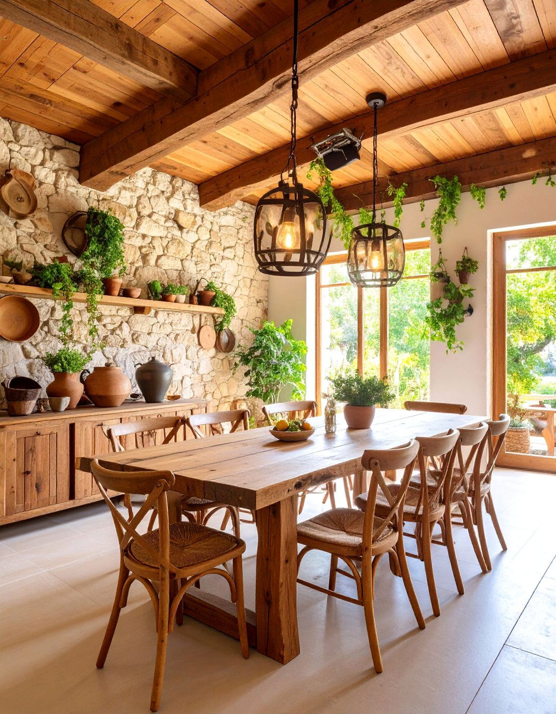 Rustic Eclectic Dining Room with Natural Materials - 25 Eclectic Dining Room Ideas