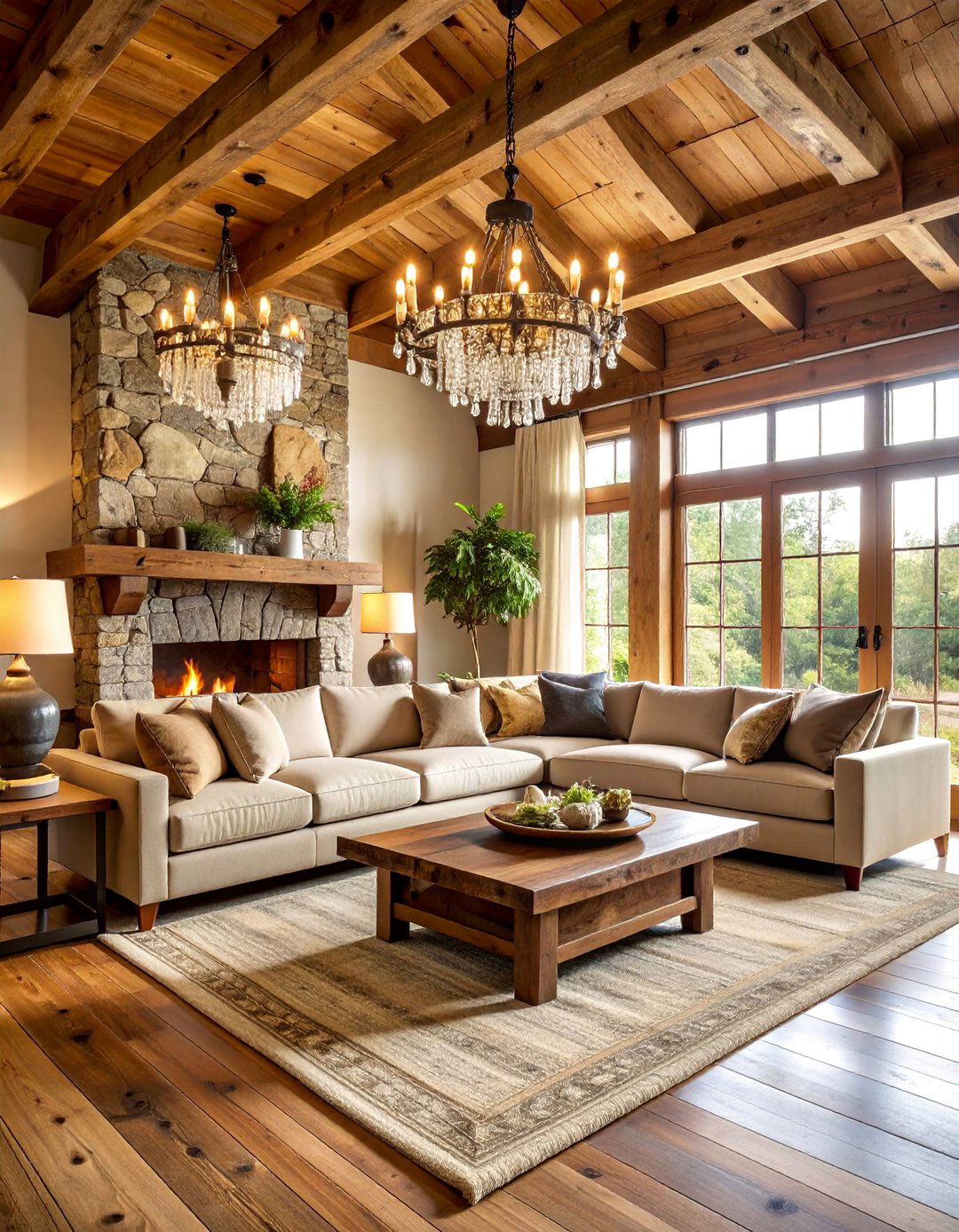 Rustic Elegance Living Room with Mixed Textures - 25 Shabby-chic Style Living Room Ideas