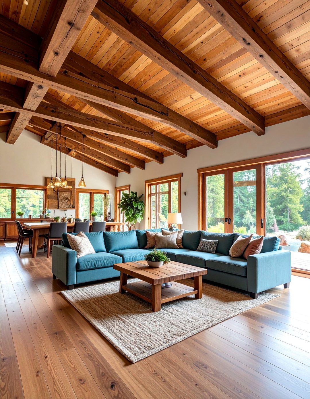 Rustic Exposed Beam Plywood Ceiling - 25 Plywood Ceiling Ideas