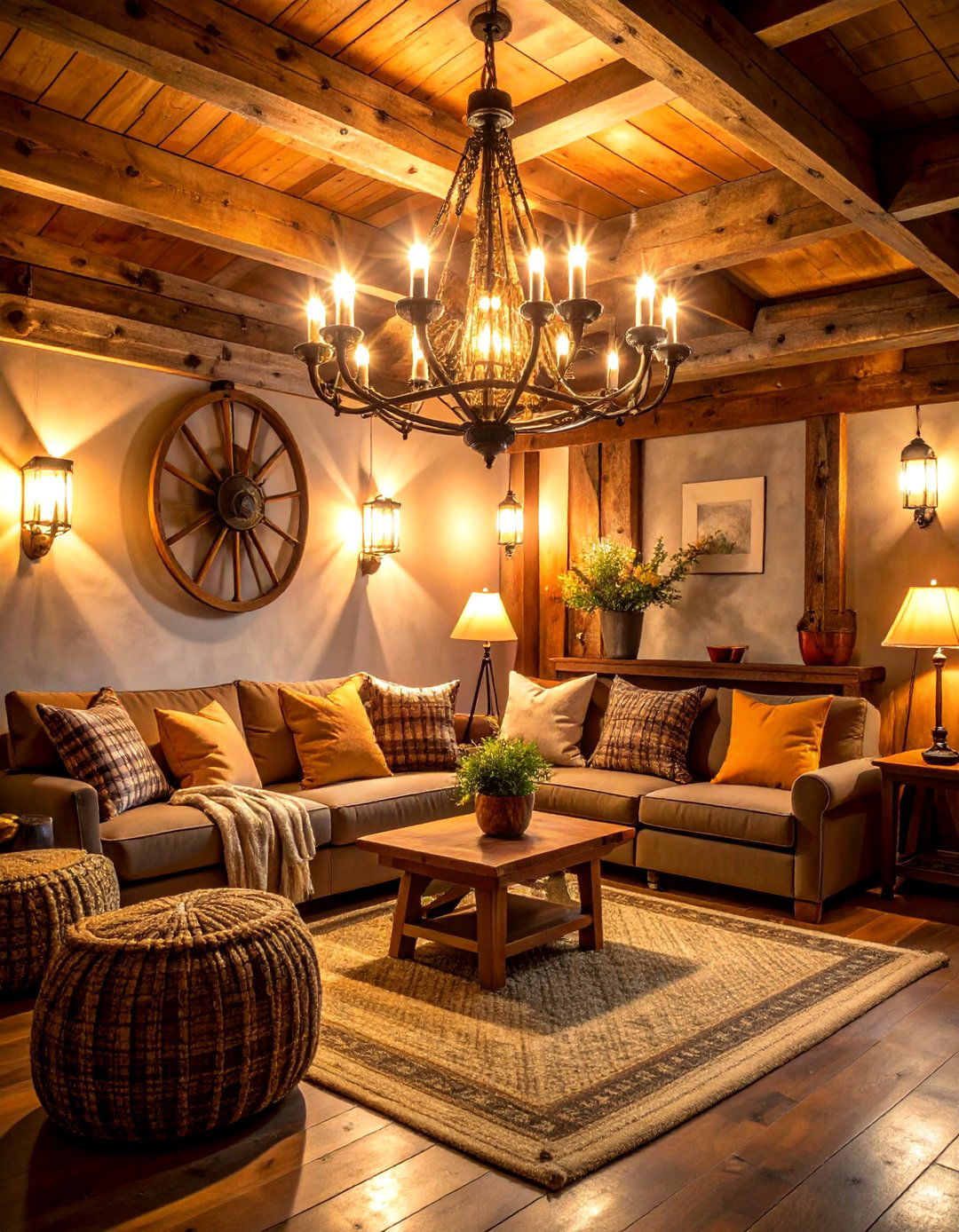 Rustic Farmhouse Basement Lighting Ambience - 25 Basement Lighting Ideas