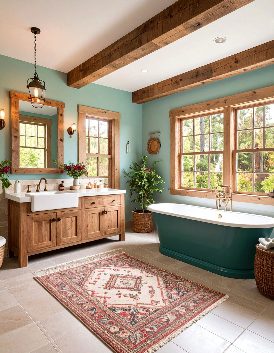 Rustic Farmhouse Bathroom with Reclaimed Wood - 25 Primary Bathroom Ideas