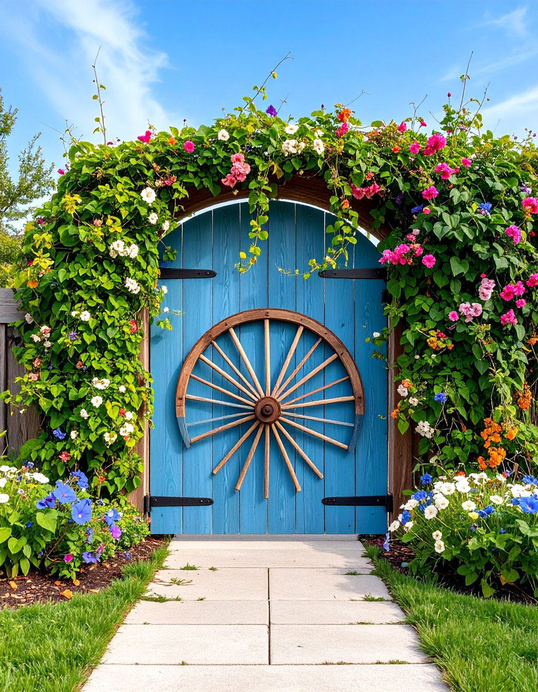 Rustic Farmhouse Bicycle Garden Gate - 25 Old Bicycle Garden Ideas