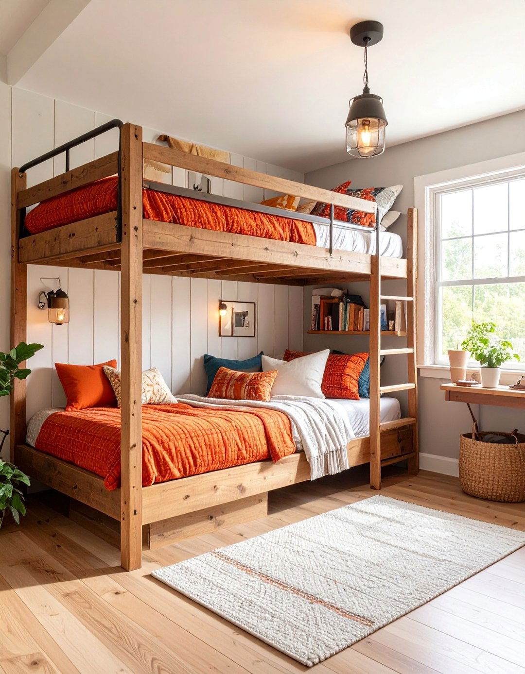 Rustic Farmhouse Bunk Room with Reclaimed Wood Features - 25 bunk room ideas