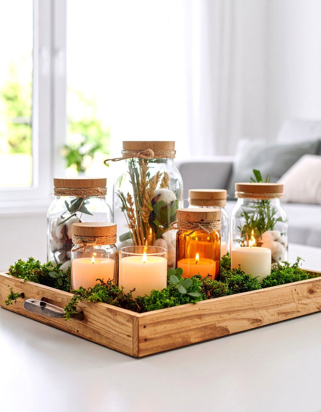 Rustic Farmhouse Coffee Table Tray with Mason Jars - 25 Tray Decor Ideas