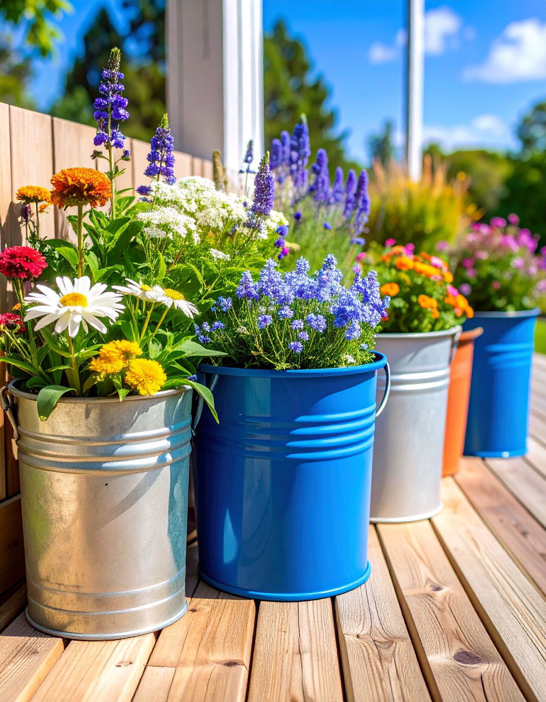 Rustic Farmhouse Container Grouping - 25 Deck Decorating Ideas With Plants