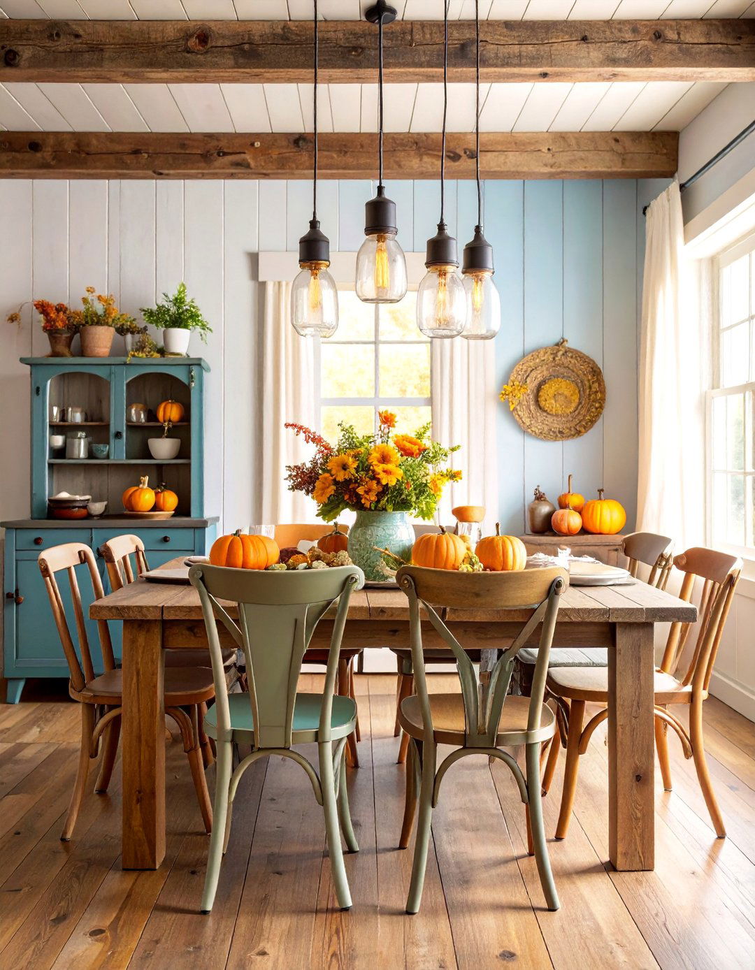 Rustic Farmhouse Cottage Dining Room with Reclaimed Wood - 25 cottage dining room ideas