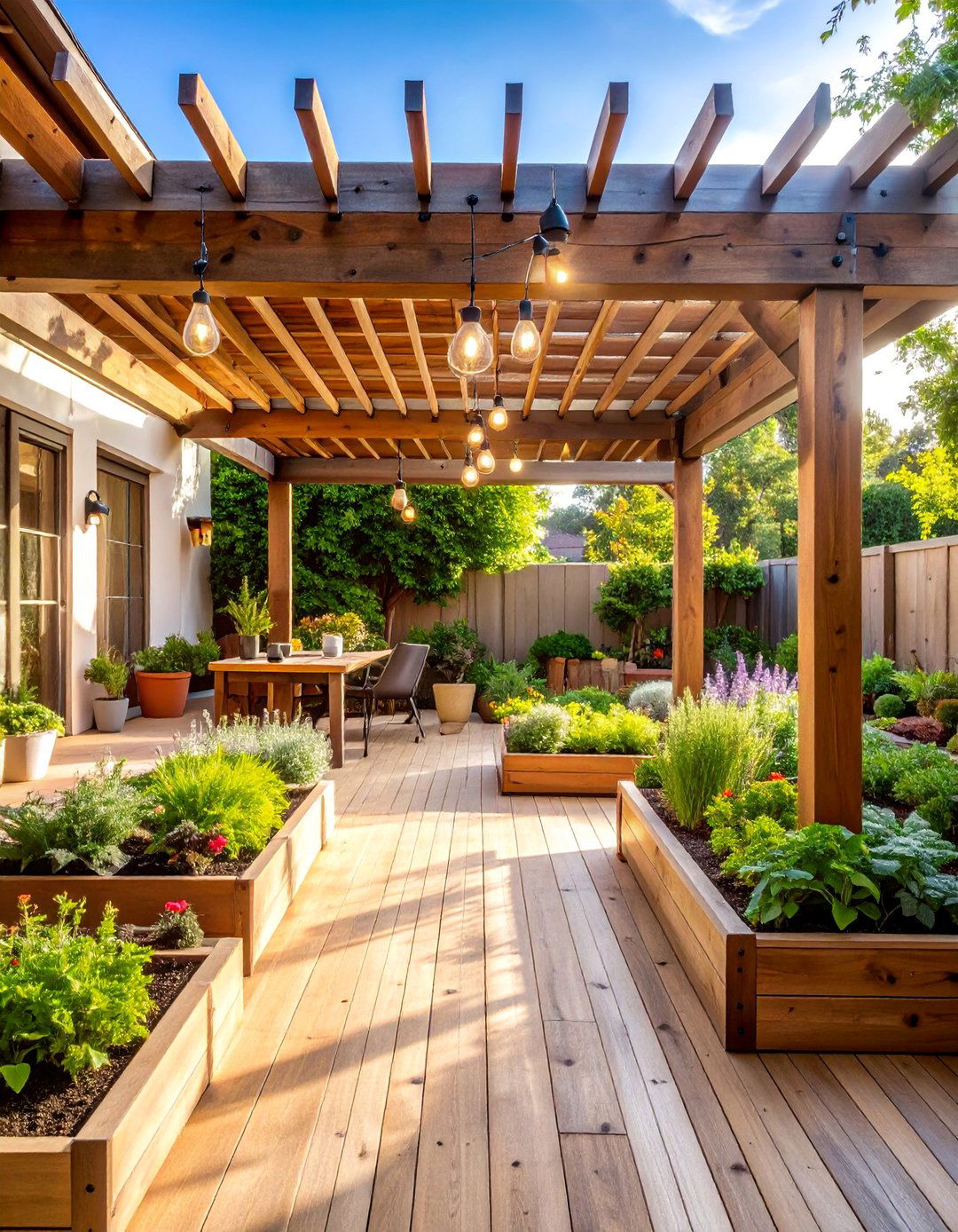 Rustic Farmhouse Courtyard with Herb Spirals - 25 Courtyard Ideas