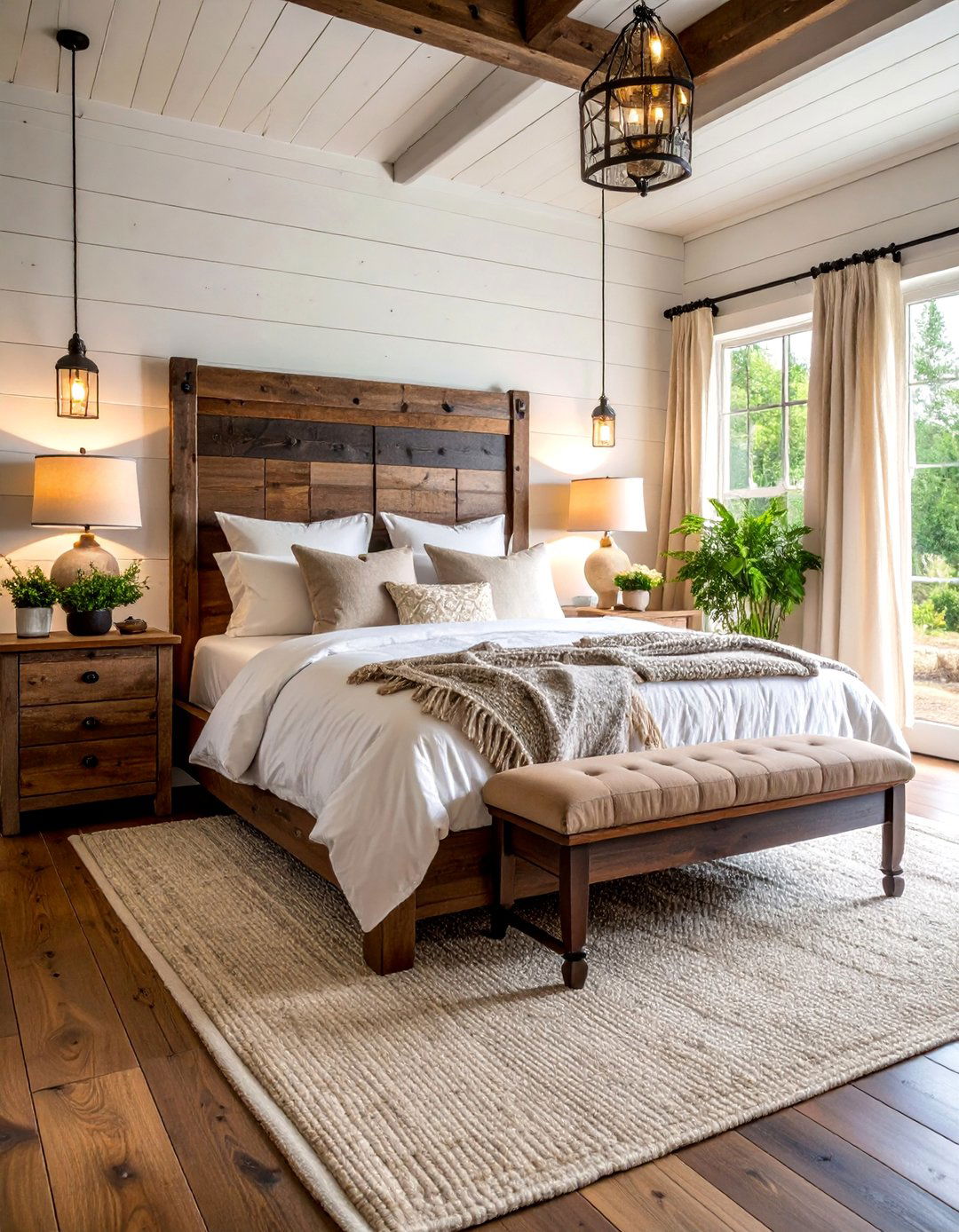 Rustic Farmhouse Dark Wood Bedroom with Reclaimed Accents - 25 Dark Wood Bedroom Ideas
