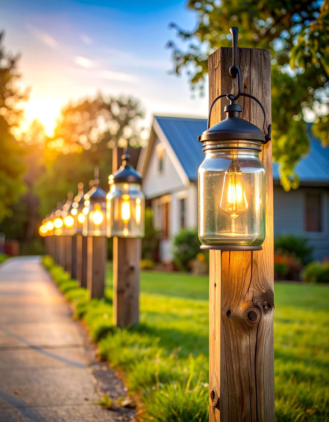 Rustic Farmhouse Driveway Illumination Style - 25 Driveway Lighting Ideas