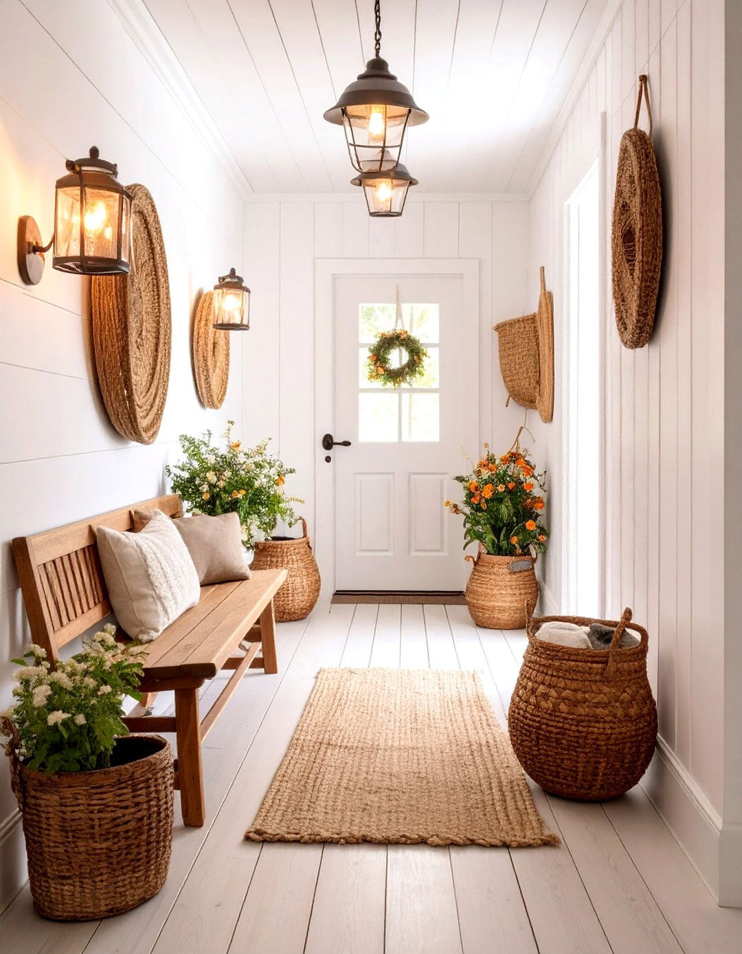 Rustic Farmhouse Hallway with Shiplap Walls - 25 Hallway Ideas