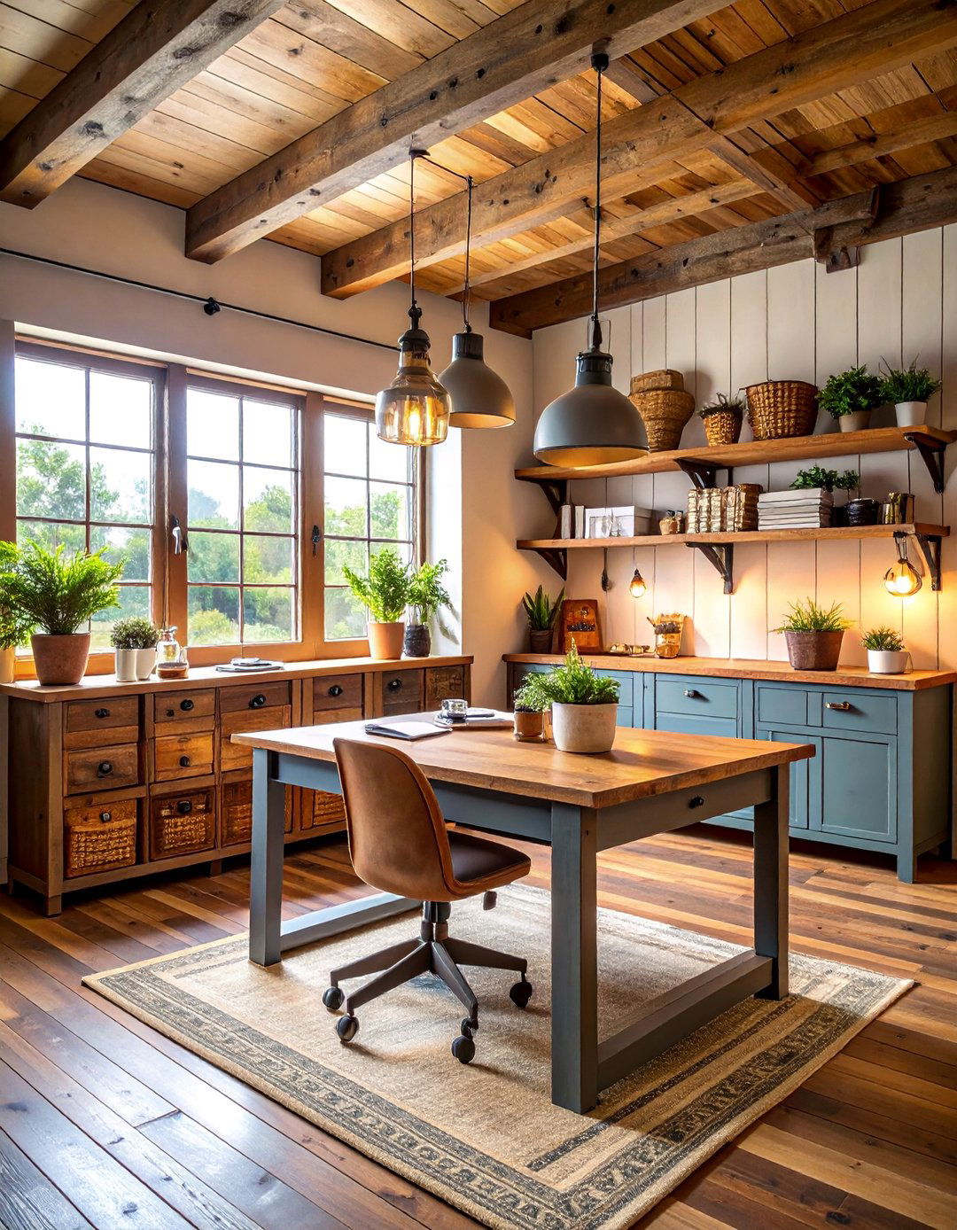 Rustic Farmhouse Home Office with Reclaimed Materials - 25 Home Office Ideas for Him