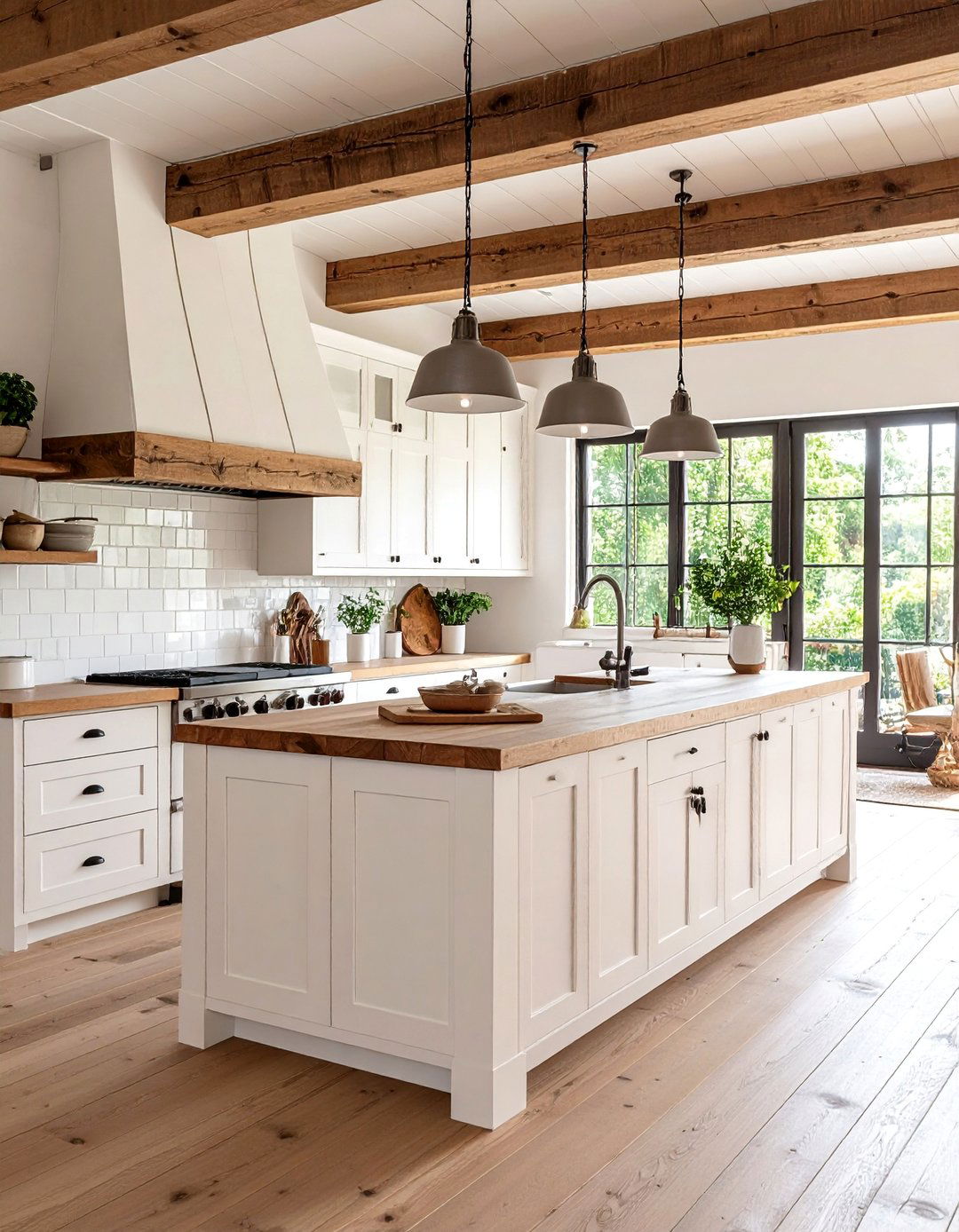 Rustic Farmhouse Kitchen with Exposed Wooden Beams - 25 Cozy Kitchen Ideas