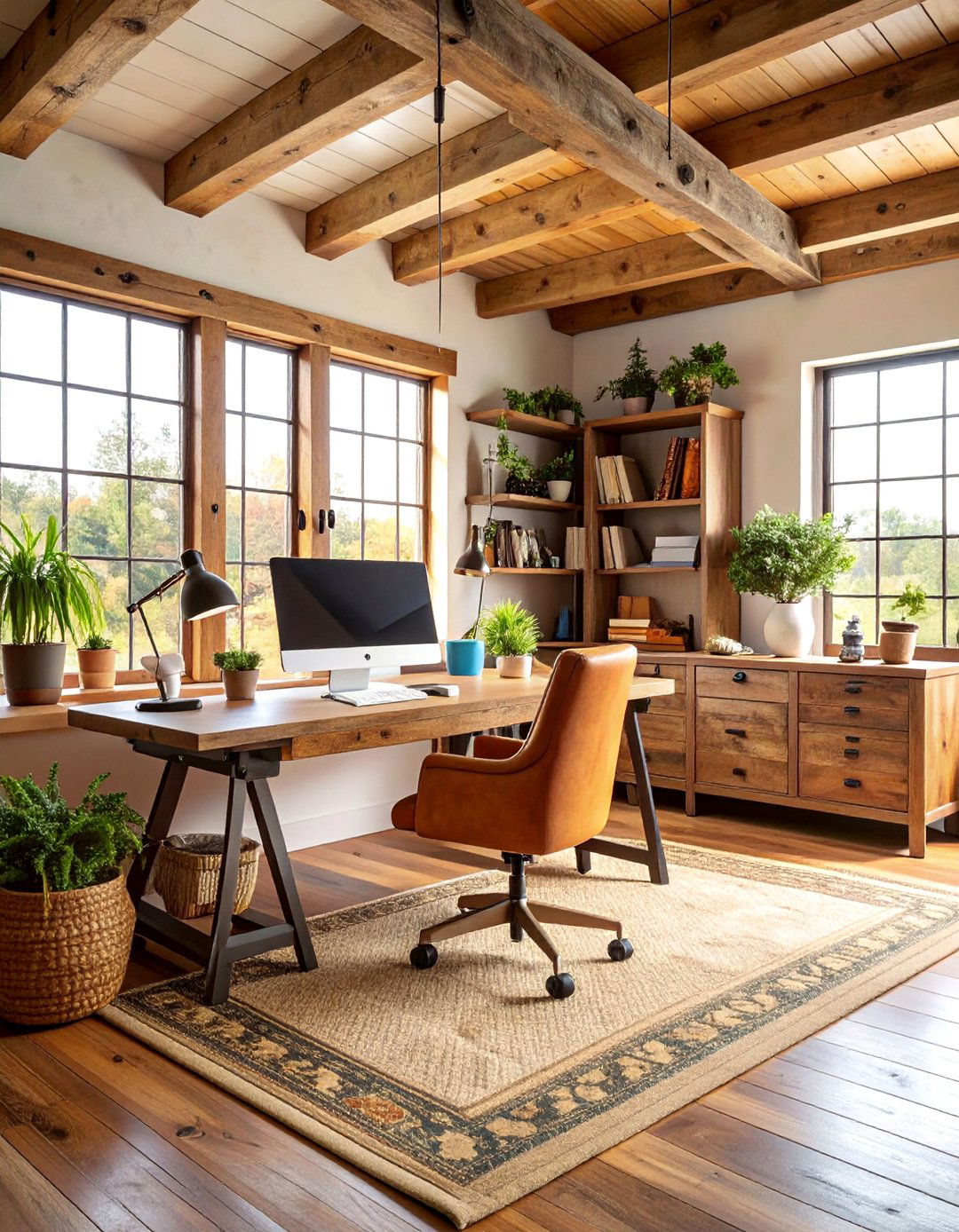 Rustic Farmhouse Modern Office - 25 Man Cave Office Ideas
