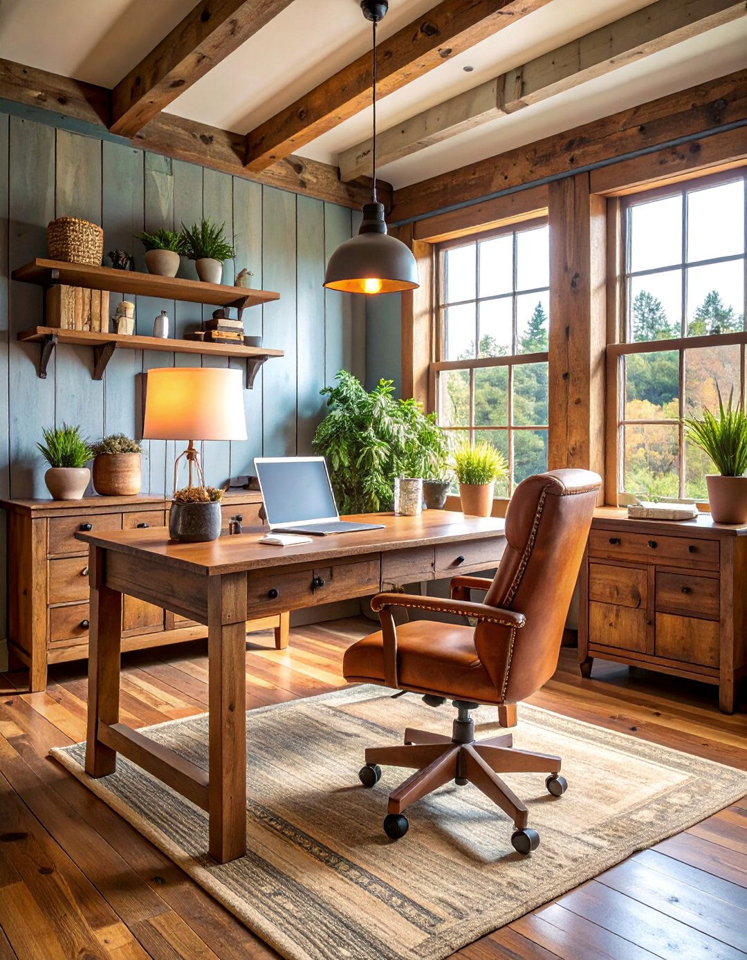 Rustic Farmhouse Office Design - 25 Modern Home Office Ideas