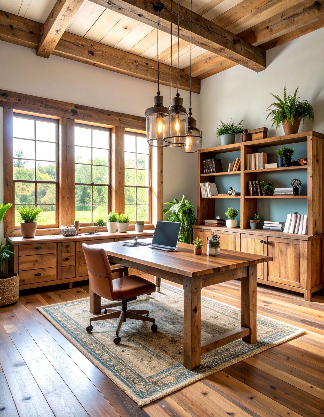 Rustic Farmhouse Office with Reclaimed Materials - 25 Small Office Ideas