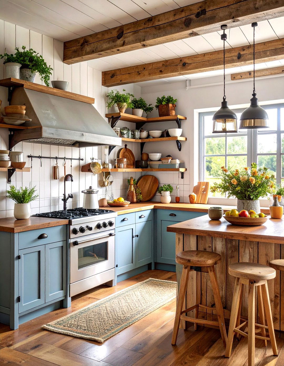 Rustic Farmhouse Open Shelving with Reclaimed Wood - 25 Open Shelving Kitchen Ideas