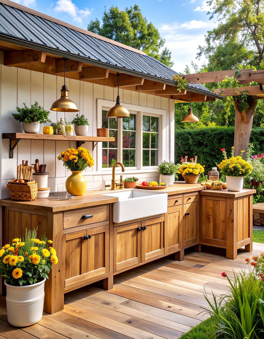 Rustic Farmhouse Outdoor Kitchen with Reclaimed Wood Details - 25 Outdoor Kitchen Designs
