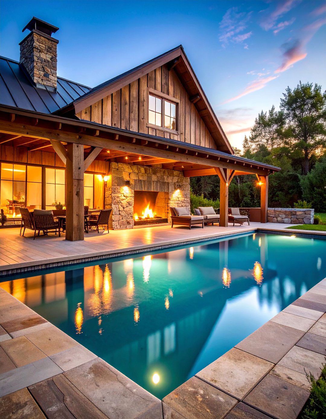 Rustic Farmhouse Pool House with Reclaimed Wood - 25 Pool House Ideas