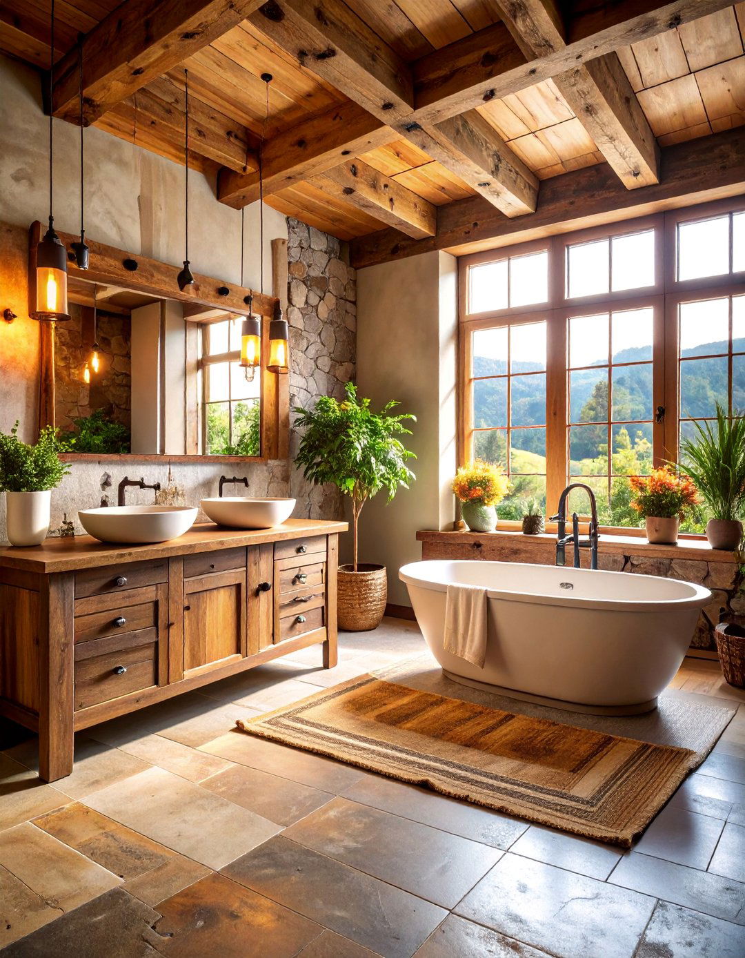 Rustic Farmhouse Restaurant Bathroom with Reclaimed Wood - 25 Restaurant Bathroom Ideas