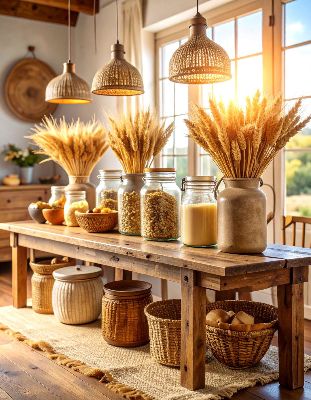 Rustic Farmhouse Sideboard with Vintage Mason Jars - 25 Sideboard Decor Ideas