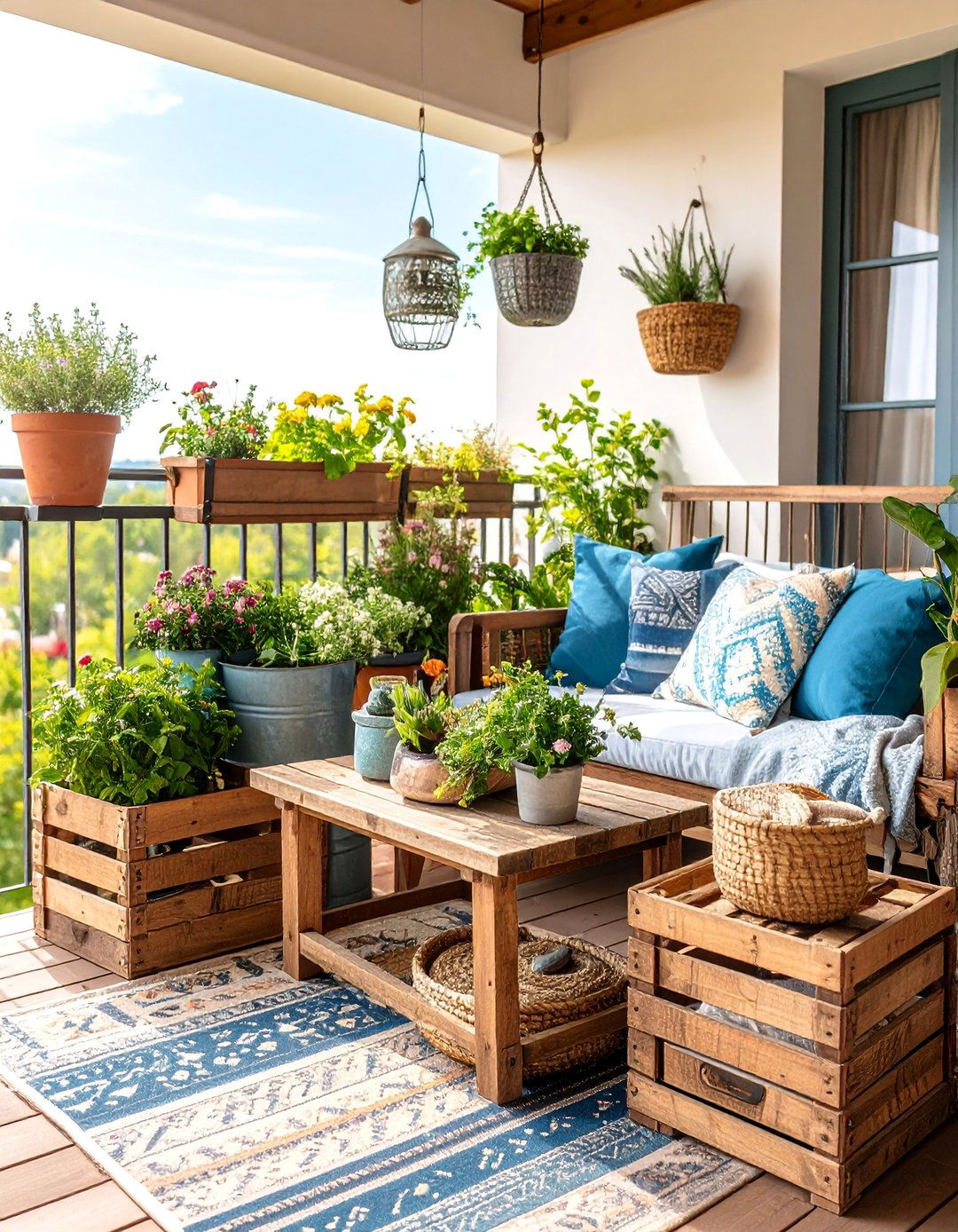 Rustic Farmhouse Style with Reclaimed Materials - 25 Small Balcony Ideas