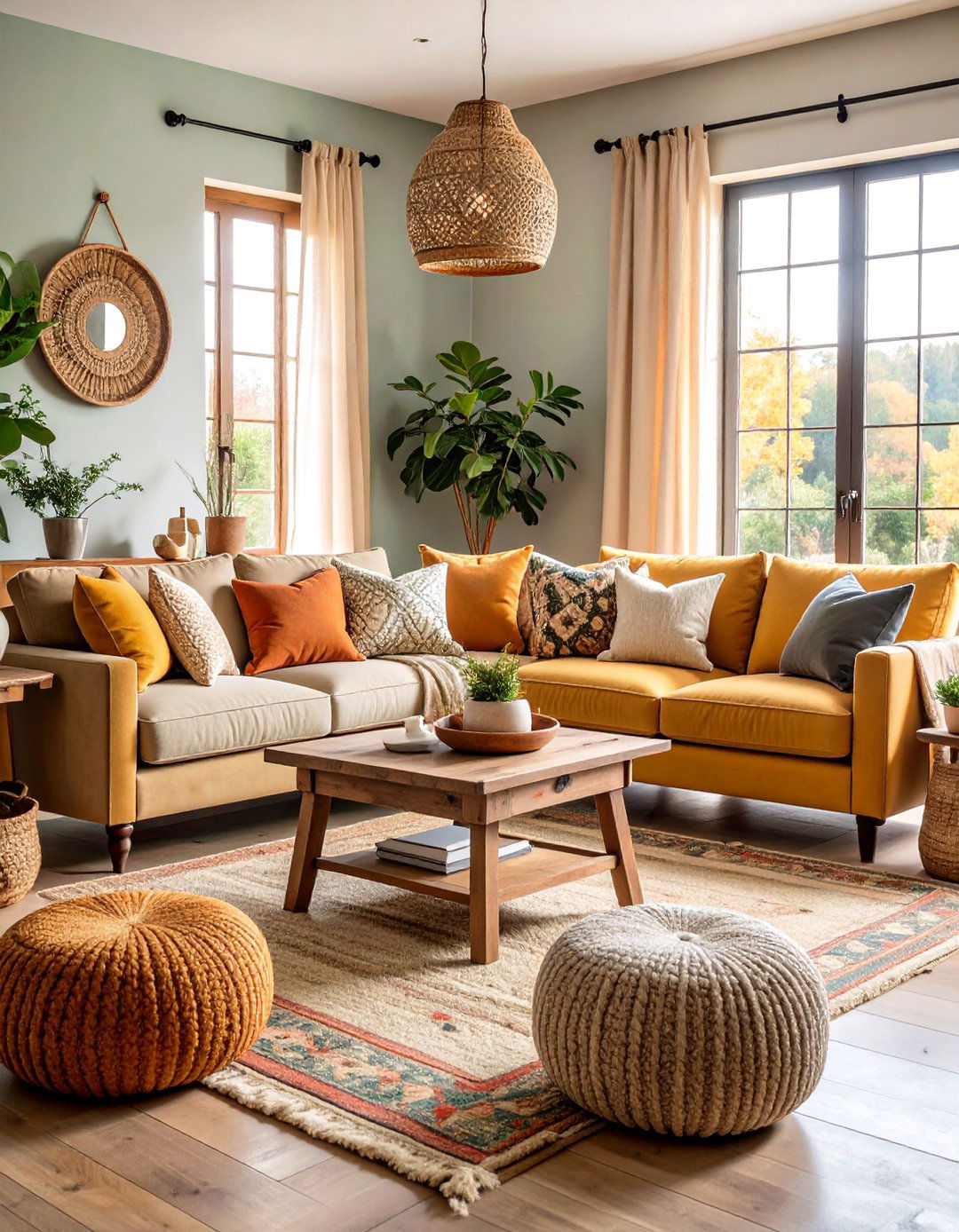 Rustic Farmhouse Symmetrical Living Room - 25 Symmetrical Living Room Ideas