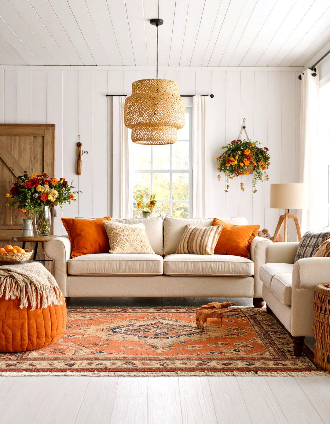 Rustic Farmhouse Terracotta and Cream Design - 25 terracotta living room ideas