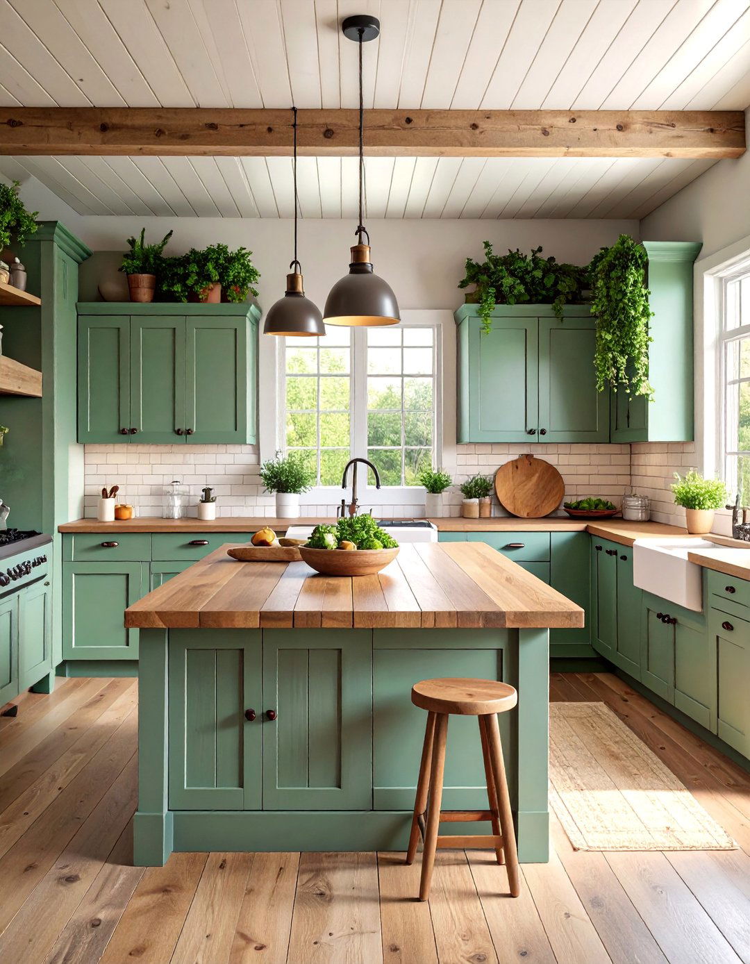 Rustic Farmhouse U Shaped Kitchen with Shiplap Walls - 25 U Shaped Kitchen Ideas