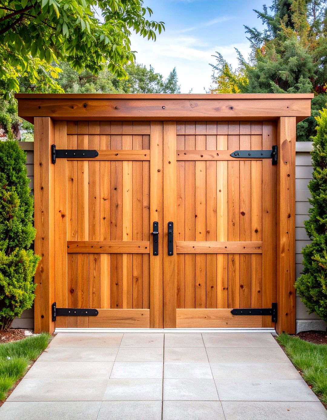 Rustic Farmhouse Wooden Gate with Cedar Construction - 25 Front Gate Ideas