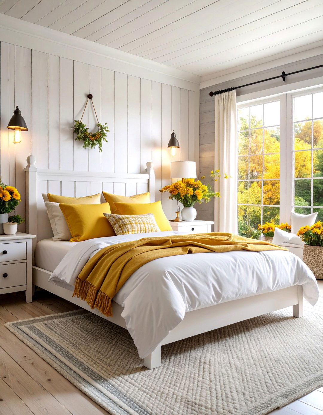 Rustic Farmhouse Yellow and Grey Bedroom - 25 Yellow and Grey Bedroom Ideas