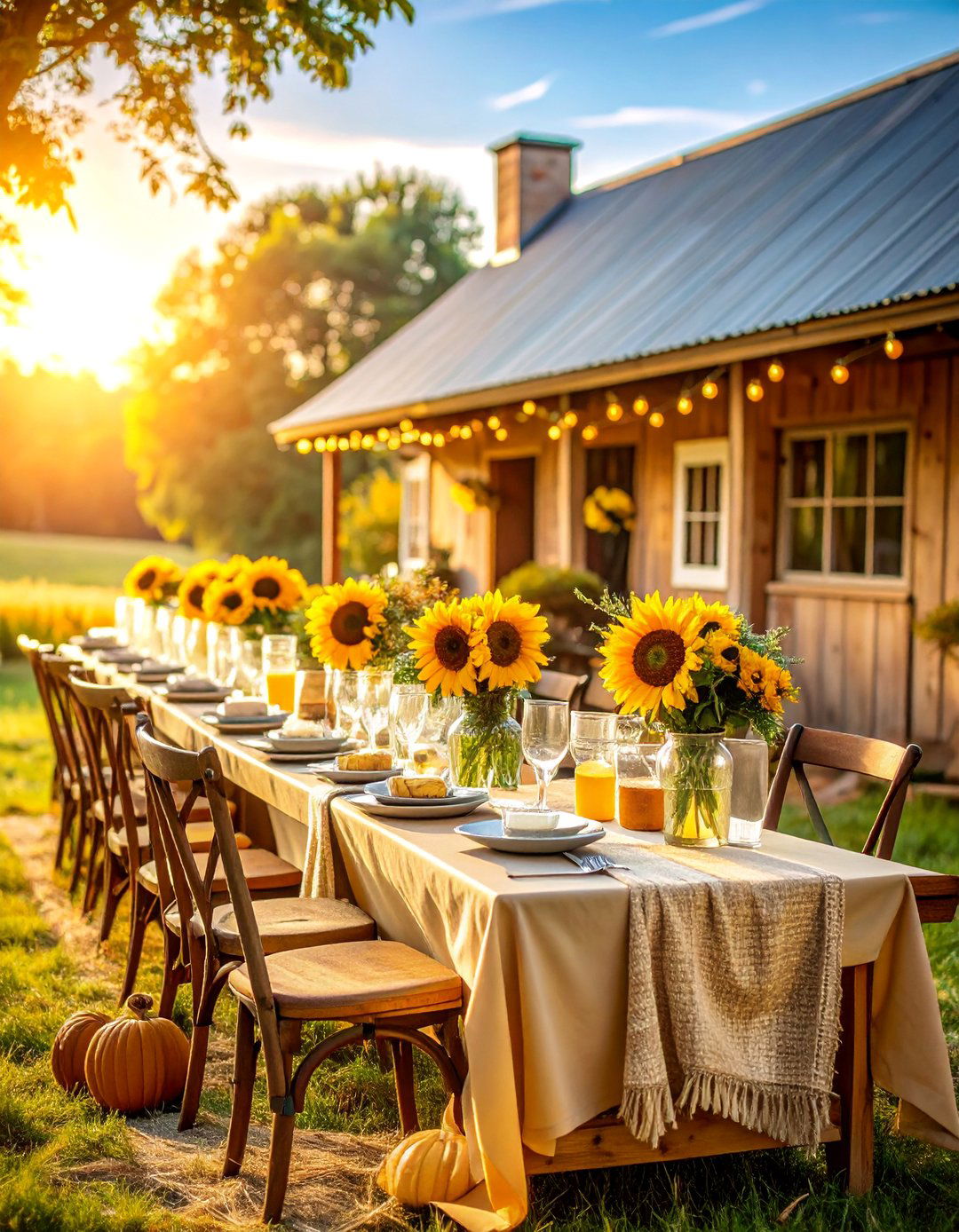 Rustic Farmhouse with Mason Jars and Burlap Details - 25 Party Decoration Ideas