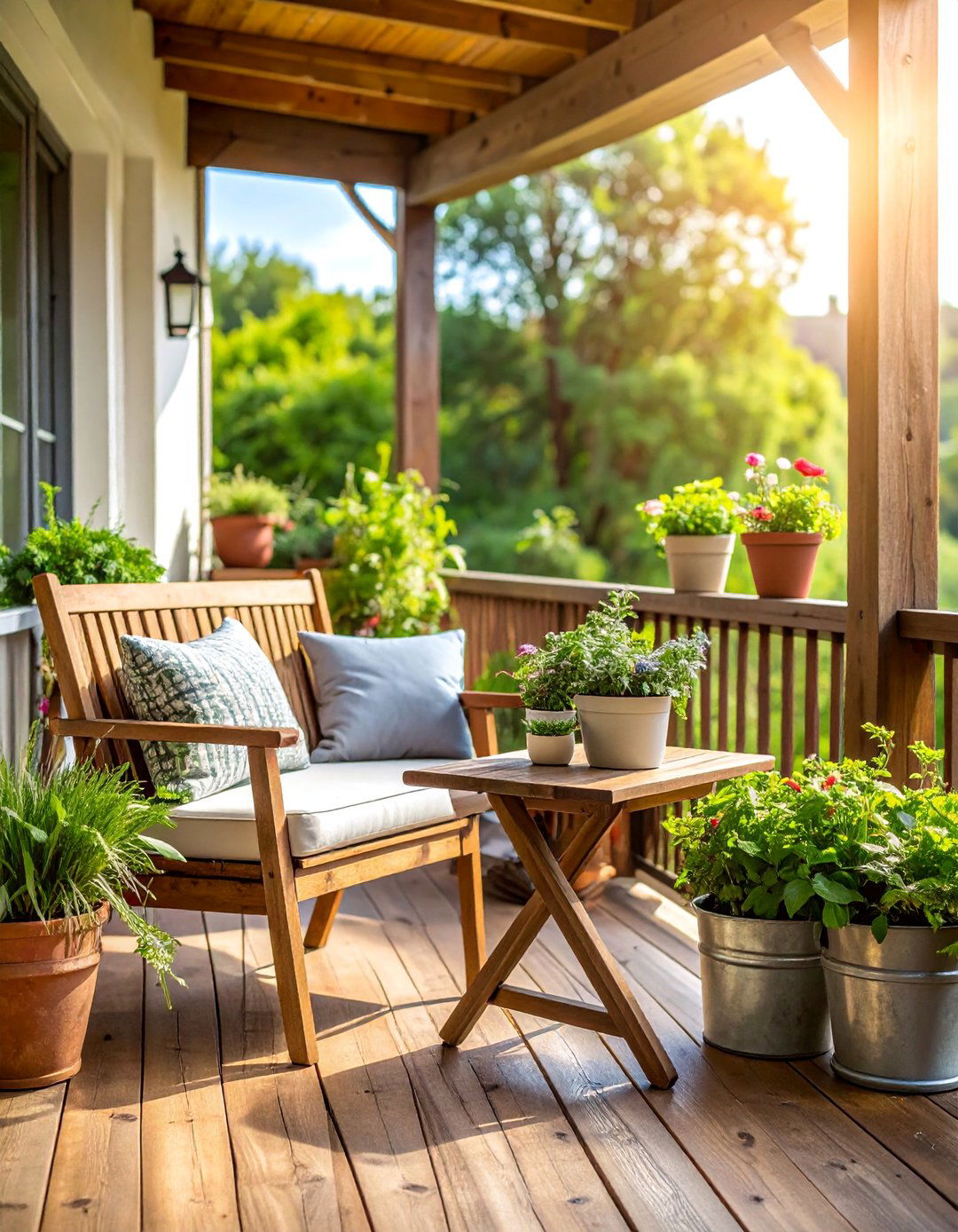 Rustic Farmhouse with Reclaimed Wood - 25 Balcony Ideas