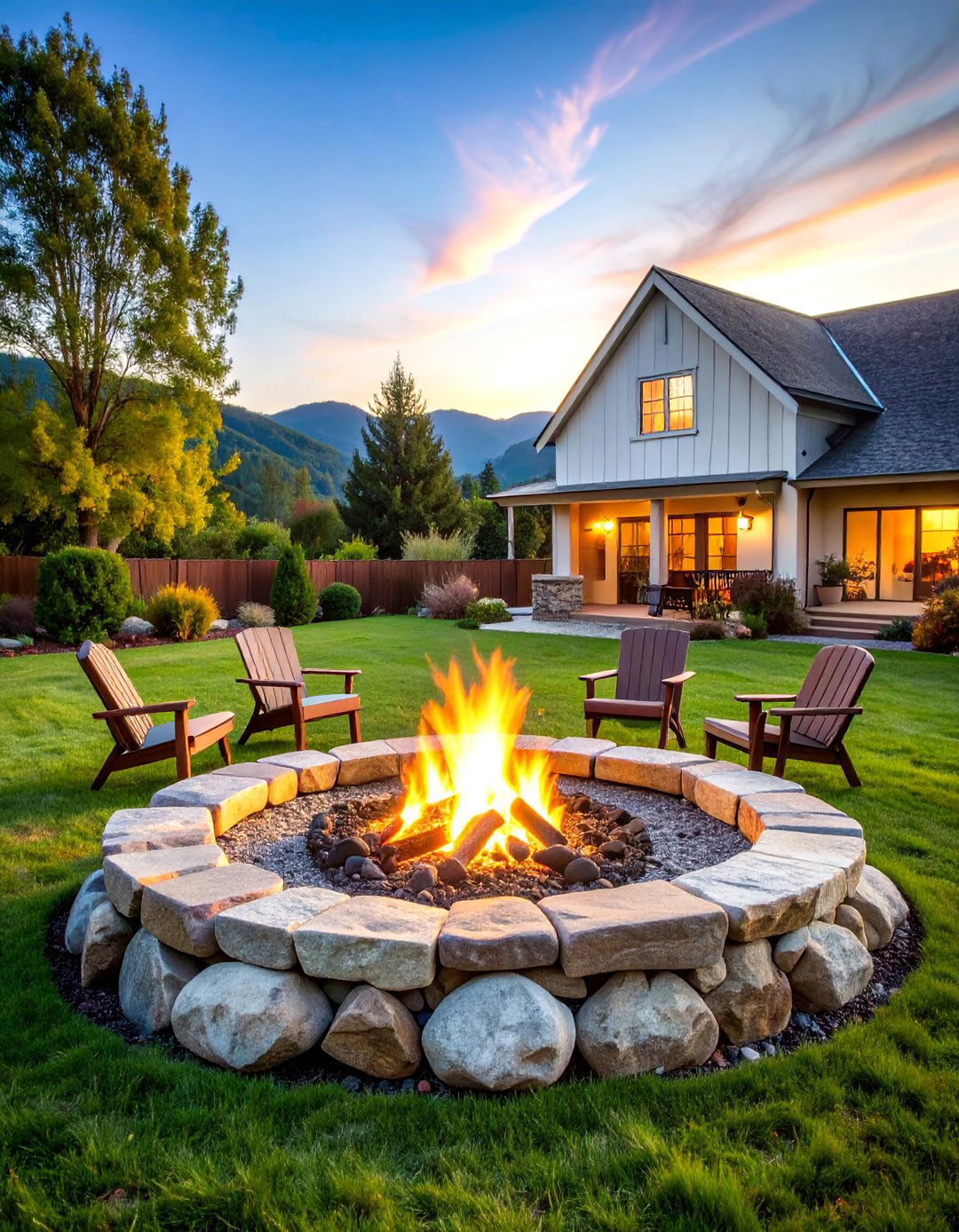 Rustic Fieldstone Fire Circle - 25 Rock Fire Pit Ideas