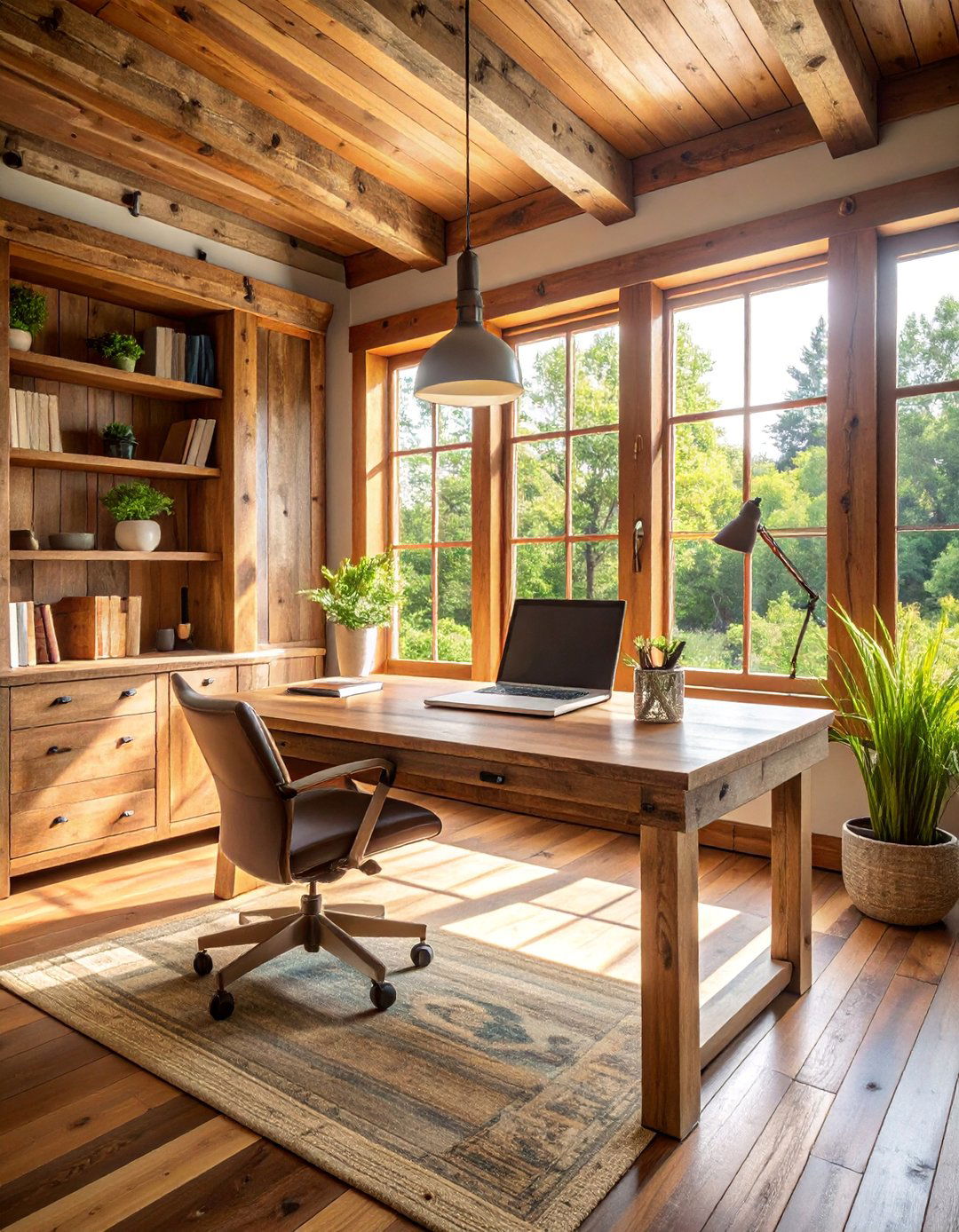 Rustic Floating Desk with Weathered Wood Character - 25 Floating Desk Ideas