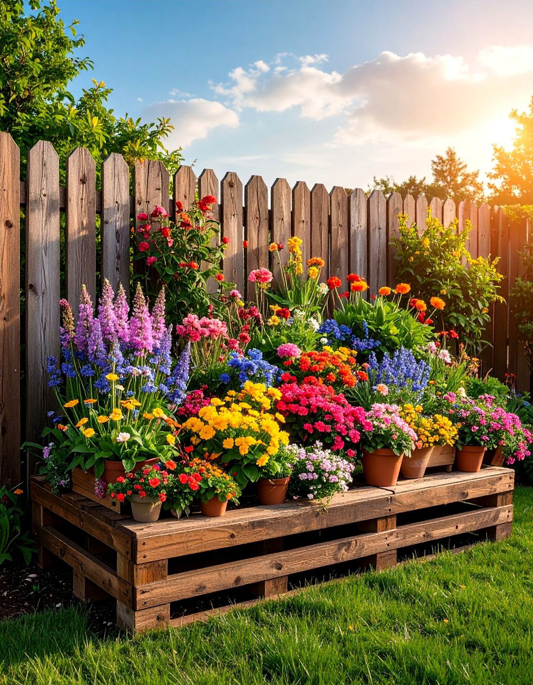 Rustic Flower Display Pallet Garden - 25 Vertical Pallet Garden Ideas