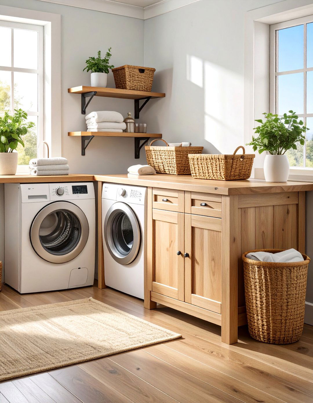 Rustic Folding Station Counter Laundry Room - 25 Rustic Laundry Room Ideas