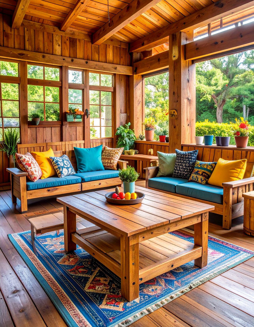 Rustic Game Porch with Entertainment Features and Casual Seating - 25 Rustic Porch Ideas
