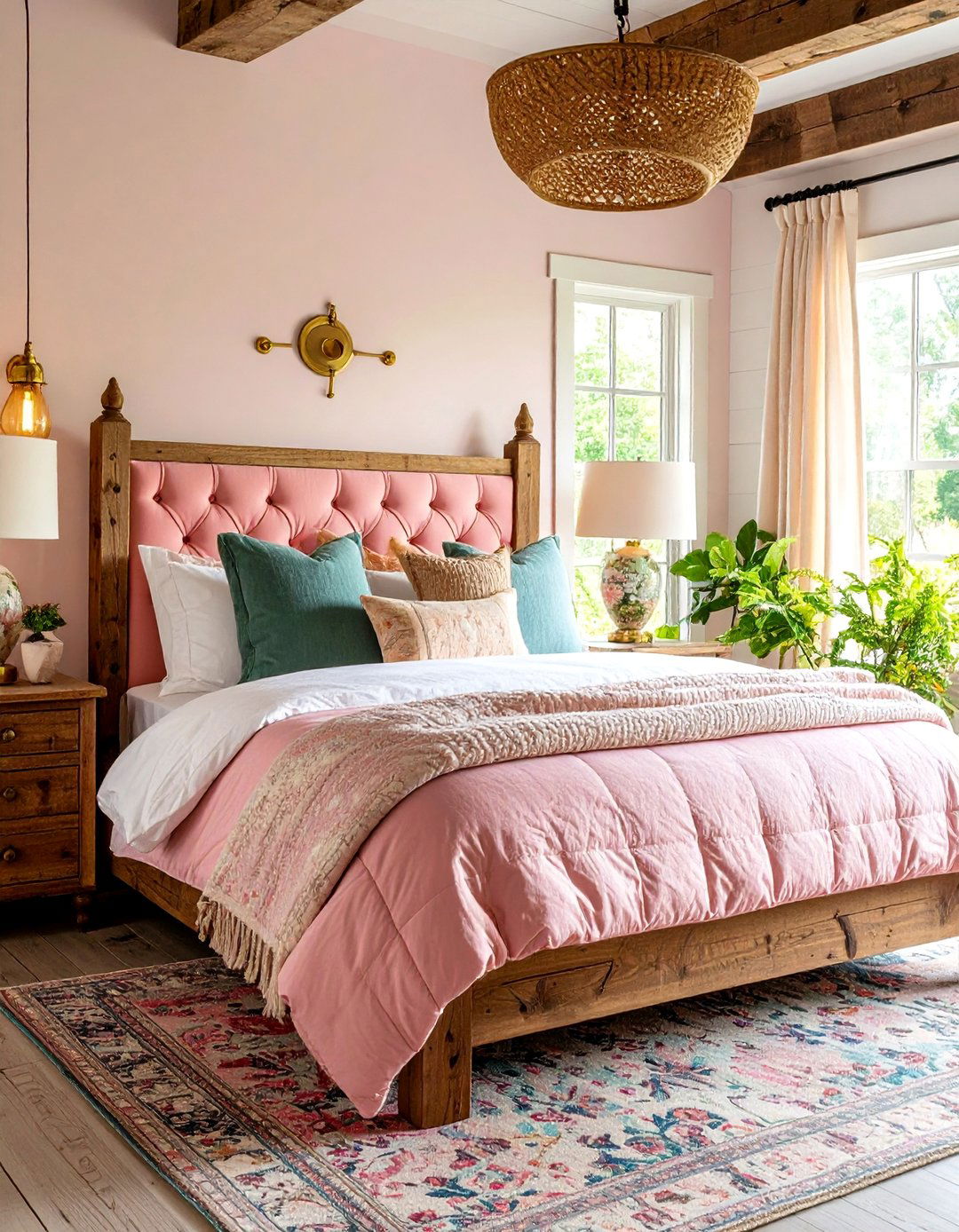 Rustic Glam Pink and Gold Farmhouse - 25 Pink and Gold Bedroom Ideas