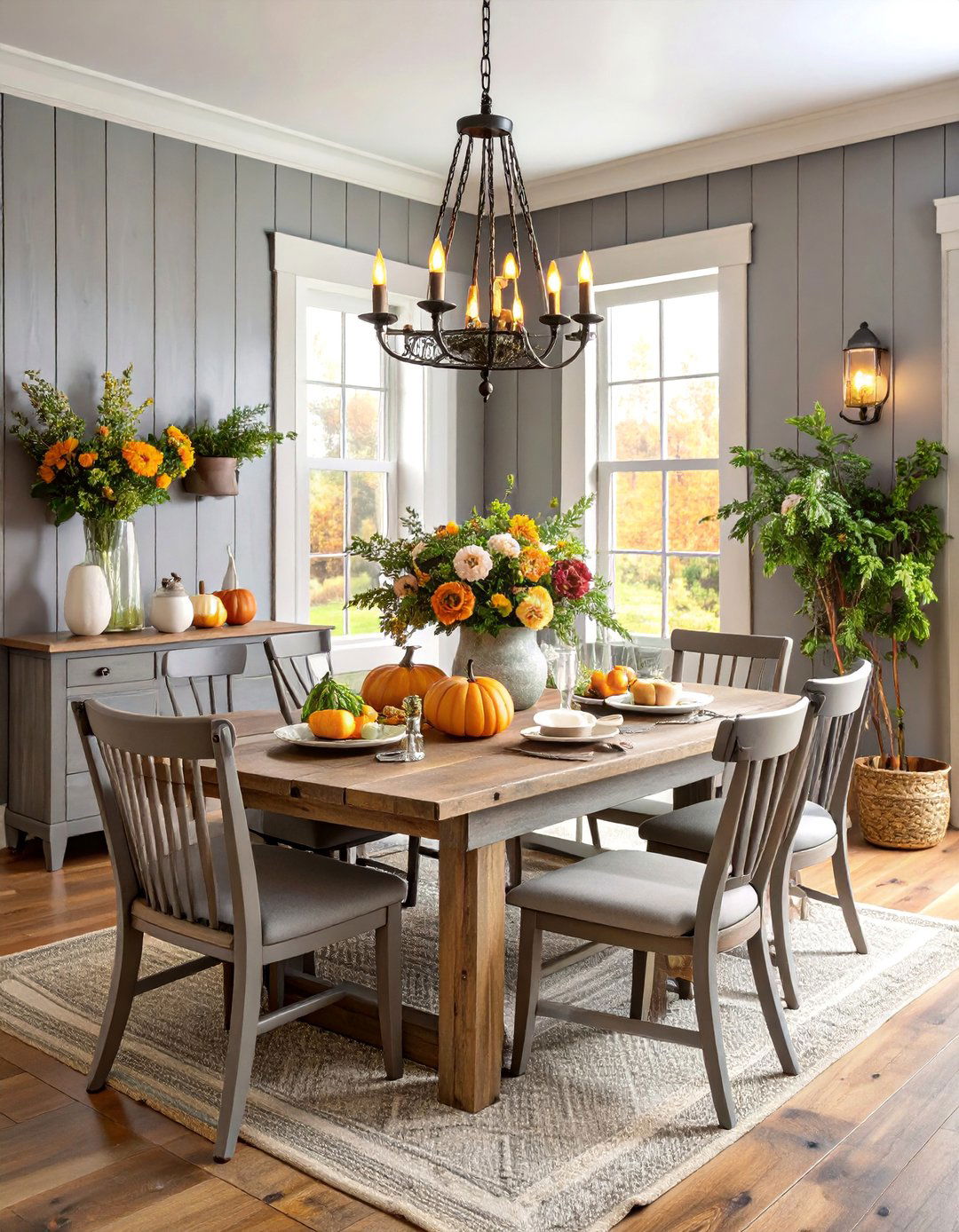 Rustic Gray Dining Room with Reclaimed Wood Elements - 25 Gray Dining Room Ideas