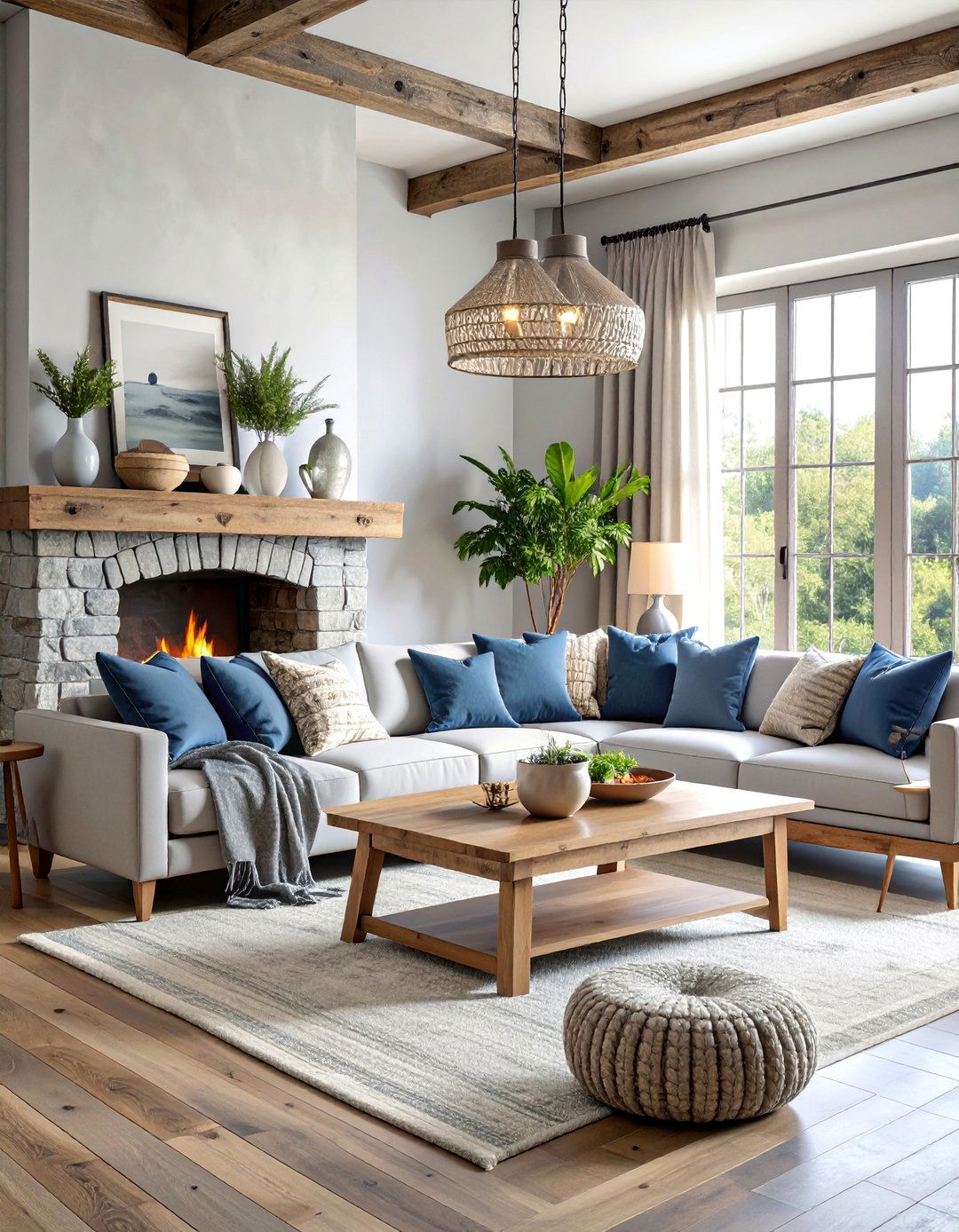 Rustic Gray Living Room with Reclaimed Wood - 25 Gray Living Room Ideas