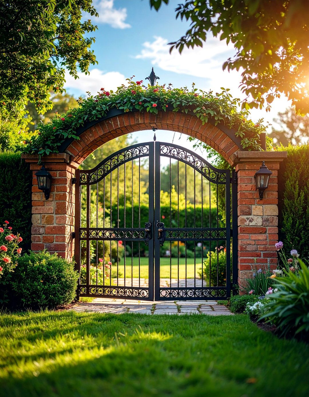 Rustic Hammered Metal Gate with Handcrafted Character - 25 Metal Garden Gate Ideas