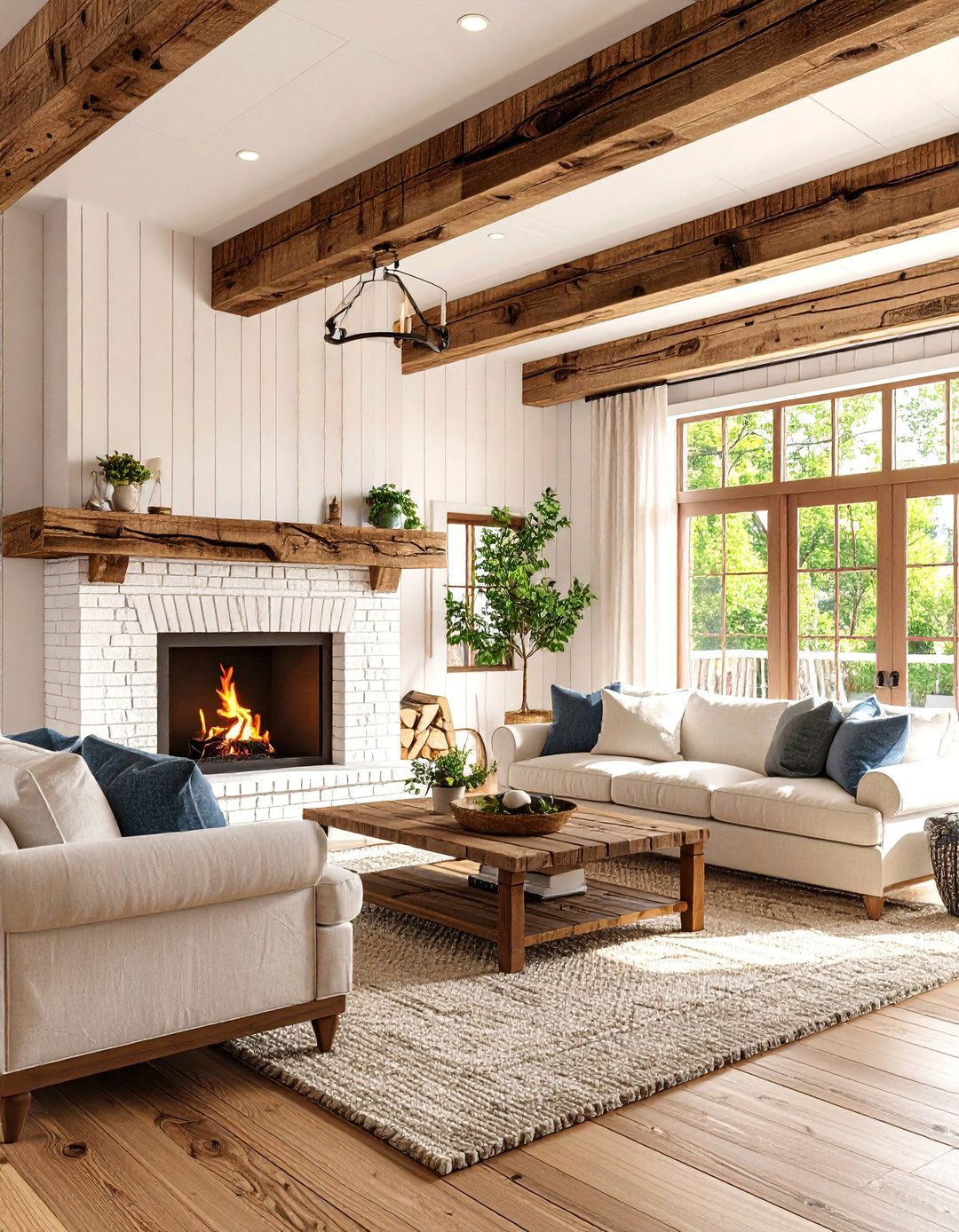 Rustic Hamptons Living Room with Reclaimed Wood - 25 Hamptons Living Room Ideas