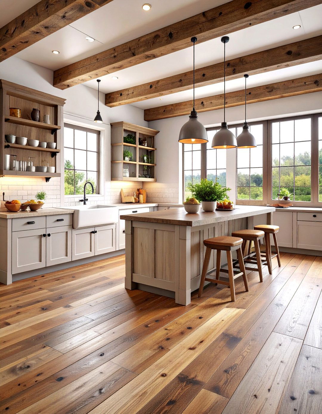Rustic Hickory Barn Kitchen with Authentic Character - 25 Kitchens With Wood Floors