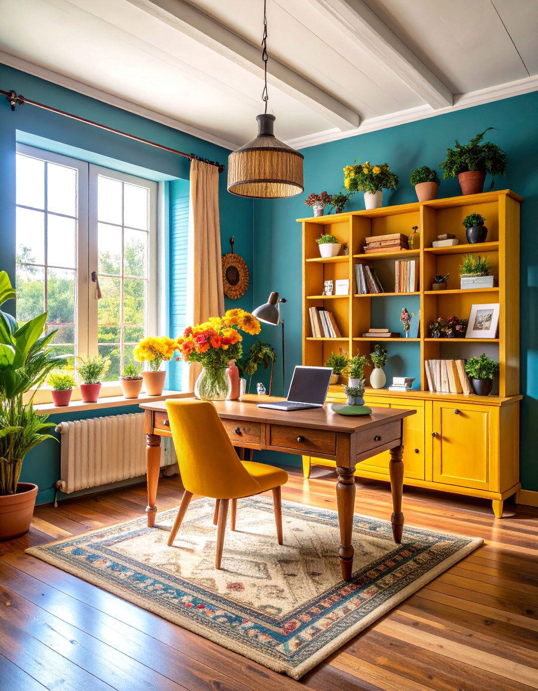 Rustic Home Office with Vintage Desk - 25 Nancy Meyers Interior Design Ideas