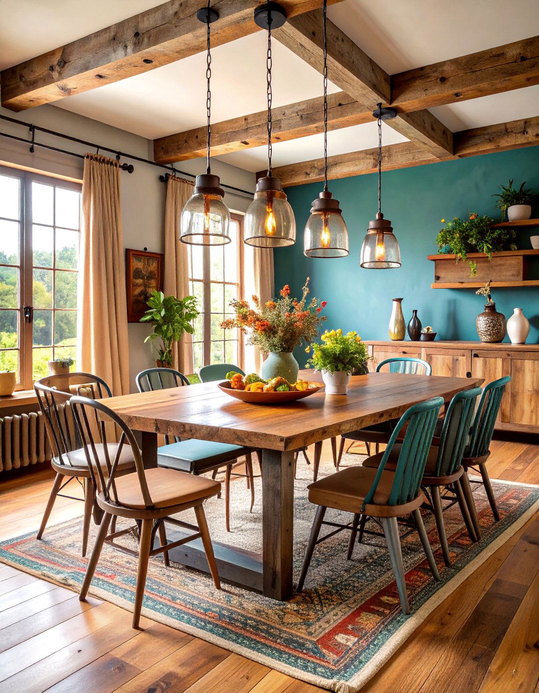 Rustic Industrial Farmhouse Dining Room - 25 Industrial Dining Room Ideas
