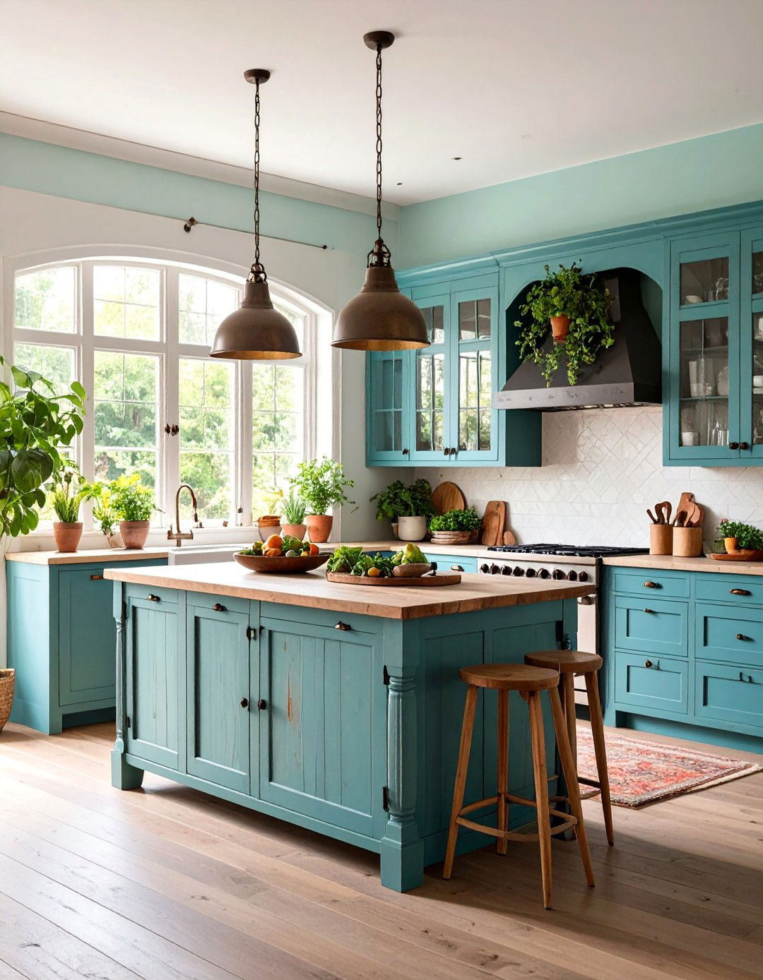 Rustic Island with Vintage Door Cabinet Fronts - 25 Rustic Kitchen Island Ideas