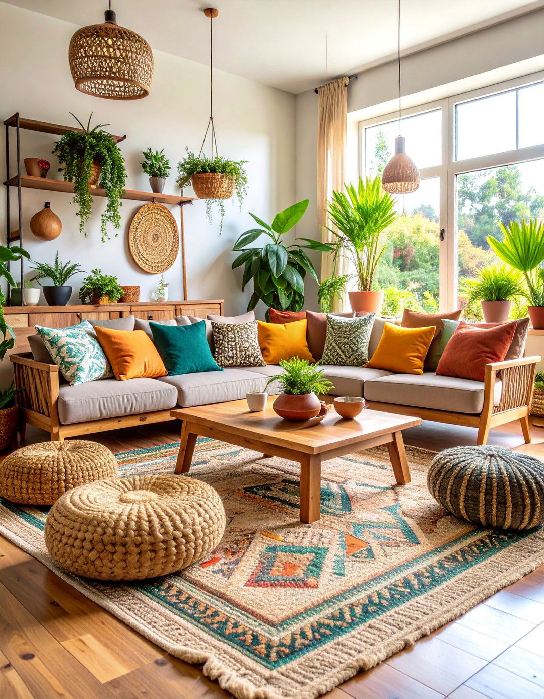 Rustic Jute Floor Cushion Gathering - 25 Floor Seating Ideas