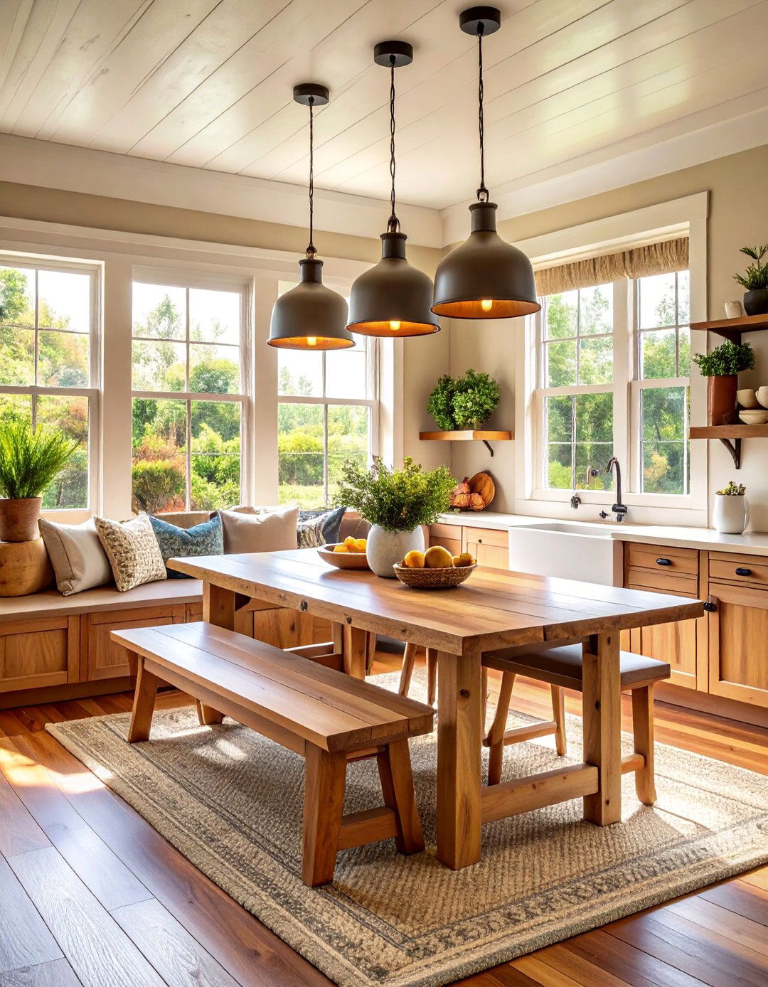 Rustic Kitchen with Breakfast Nook and Built In Bench Seating - 25 Rustic Kitchen Ideas