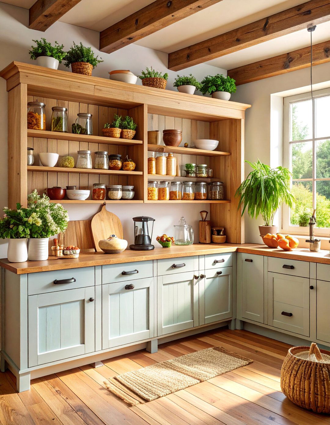 Rustic Kitchen with Pantry Alcove and Vintage Scale Display - 25 Rustic Kitchen Ideas