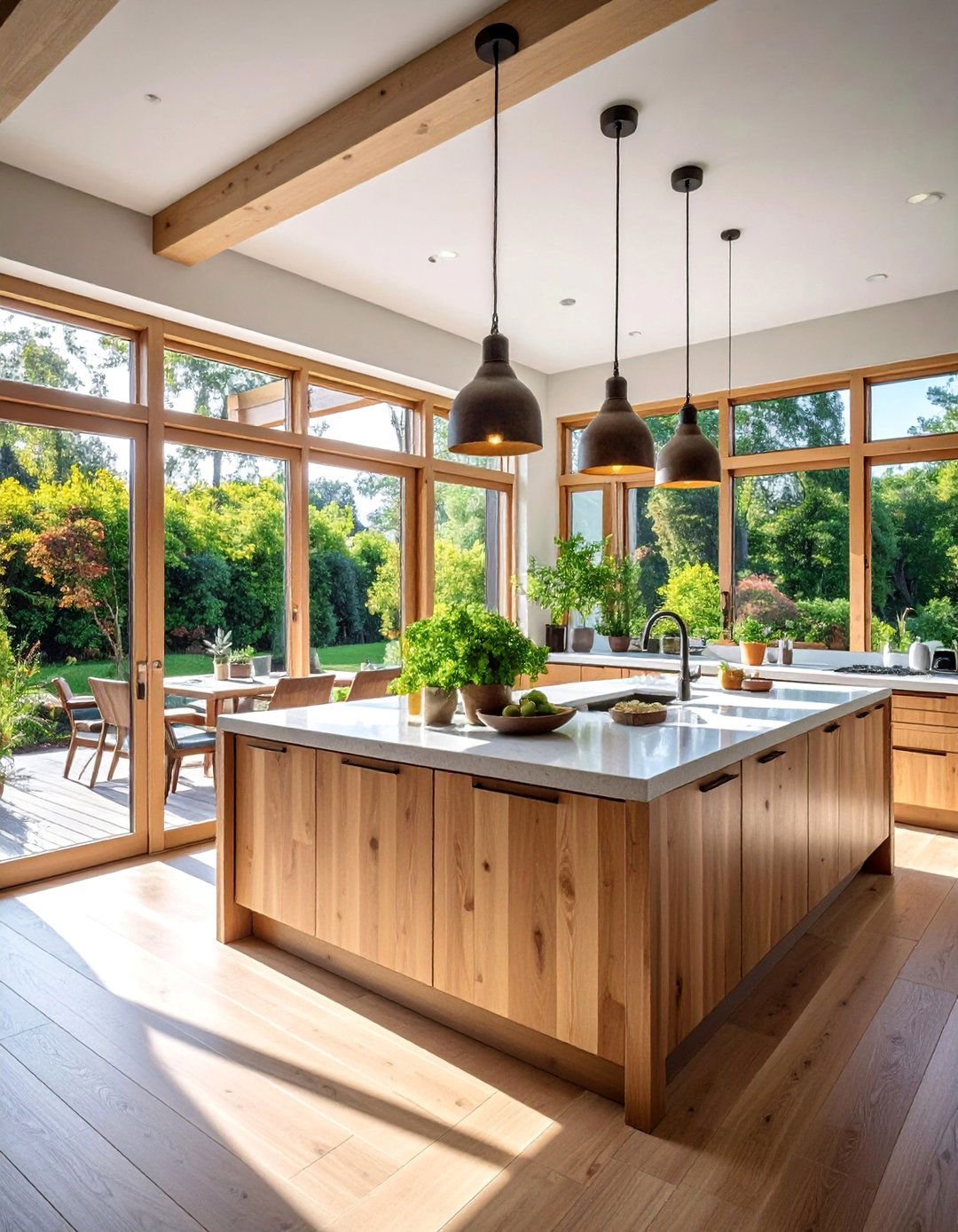 Rustic Kitchen with Sliding Window and Outdoor Connection - 25 Rustic Kitchen Ideas